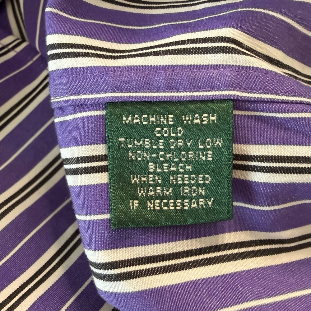 Lauren Ralph Lauren Purple Striped Cotton Button Down Shirt XL classic 90 - Picture 11 of 13